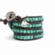 Turquoise Wrap Bracelet For Woman. Cut Turquoise Onto Dark Brown Leather