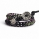 Mix Colored Wrap Bracelet For Woman - Precious Stones Onto Black Leather