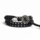 Black Wrap Bracelet For Woman - Precious Stones Onto Black Leather