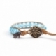 Turquoise Swarovski Wrap Bracelet For Woman Onto Caramel Leather