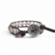 Greige Swarovski Wrap Bracelet For Woman. Swarovski Crystals Onto Dark Brown Leather