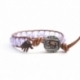 Purple Swarovski Wrap Bracelet For Woman. Swarovski Crystals Onto Natural Dark Leather