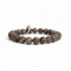 Leopard Skin Jasper Bead Bracelet For Man With Swarovski Strass And Steel Oval Charm