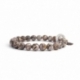 Jasper Breccia Bead Bracelet For Man With Swarovski Strass And Steel Oval Charm