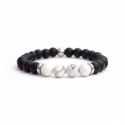 Matte Onyx Natural And White Howlite Stone Beads Man Bracelet