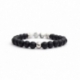 Matte Onyx Natural And White Howlite Stone Beads Man Bracelet