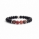 Black Onyx And Red Polychrome Jasper Stone Beads Man Bracelet