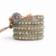 Blue Wrap Bracelet For Woman - Crystals Onto Dark Green Leather
