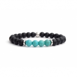 Matte Onyx Natural And Turquoise Stone Beads Man Bracelet