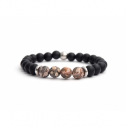 Matte Onyx Natural And Ghost'S Eye Jasper Stone Beads Bracelet For Man