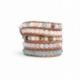 Mix Colored Wrap Bracelet For Woman - Precious Stones Onto Pearl Leather