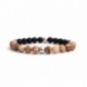 Matte Onyx Natural And Picture Jasper Stone Beadss Bracelet For Man