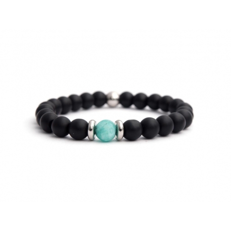 Matte Onyx Natural And Green Water Matte Agate Stone Beads Man Bracelet