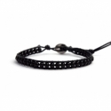 Black Onix Bracelet For Man Onto Black Leather