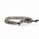 Dalmatian Jasper Bracelet For Man Onto Black Leather