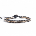 Gold Grey Hematite Bracelet For Man Onto Grey Leather