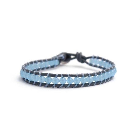 Bracciale uomo angelite chiara con bottone acciaio