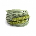 Green Alcantara Wrap Bracelet For Woman With Strass