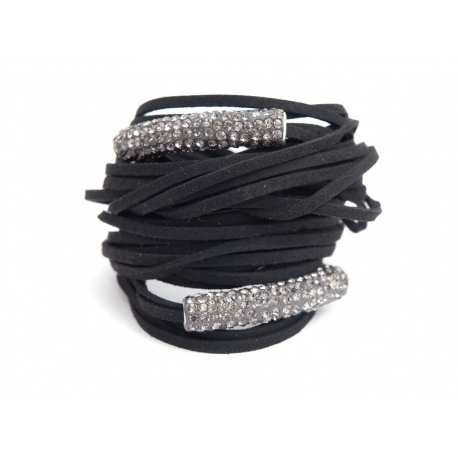 Bracciale donna alcantara nero