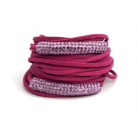 Purple Alcantara Wrap Bracelet For Woman With Strass